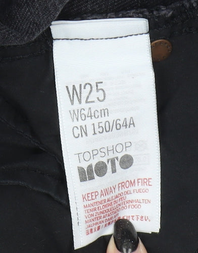 Topshop Women’s Black Cut-Off Denim Shorts Size 25