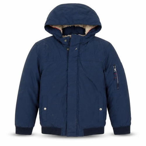 FatFace Boys Blue Bomber Jacket, 10-11 Years, Hooded Winter Coat
