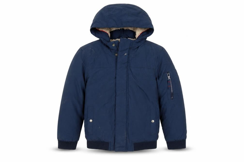 FatFace Boys Blue Bomber Jacket, 10-11 Years, Hooded Winter Coat