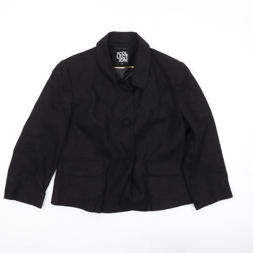 Debenhams Women's Black Cotton Blend Blazer, Size 12