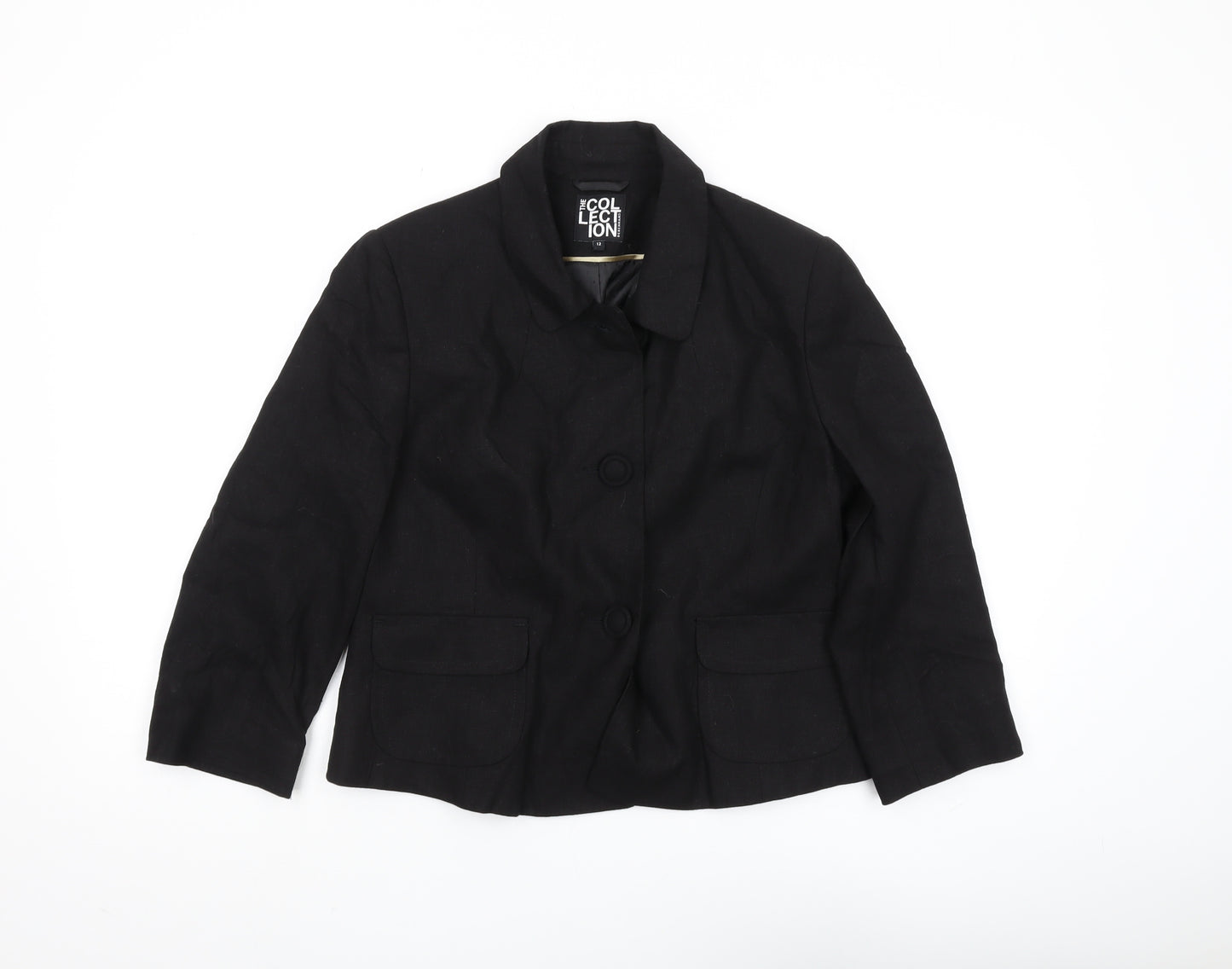 Debenhams Women's Black Cotton Blend Blazer, Size 12