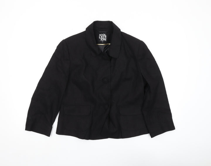 Debenhams Women's Black Cotton Blend Blazer, Size 12