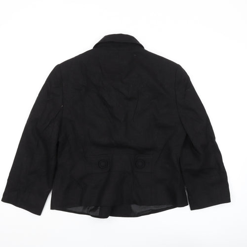 Debenhams Women's Black Cotton Blend Blazer, Size 12