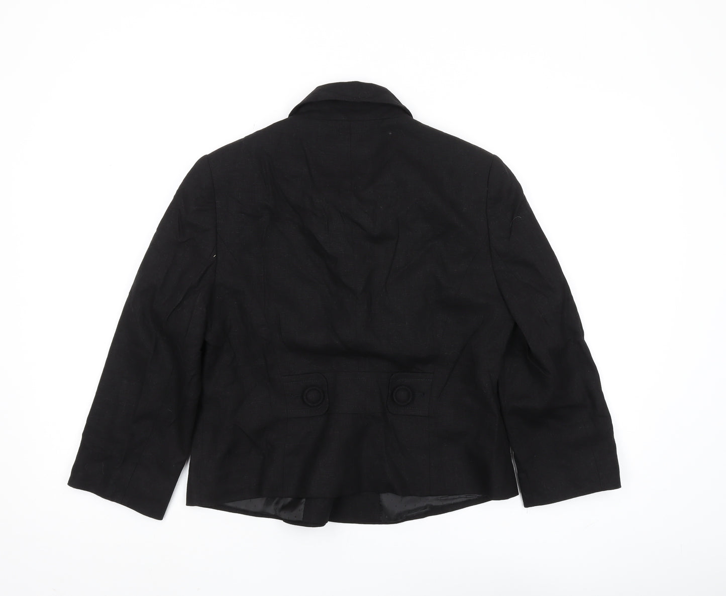 Debenhams Women's Black Cotton Blend Blazer, Size 12