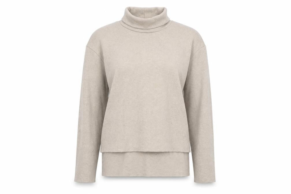 Front view of Zara Women Beige Roll Neck jumper, size 4