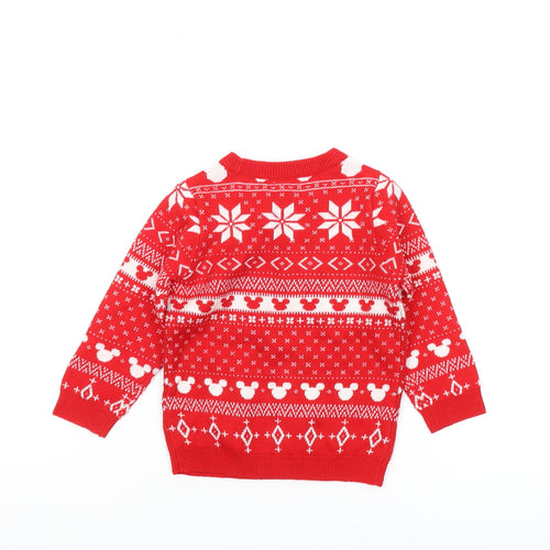Disney Boys Red Minnie Mouse Christmas Pullover Jumper 2-3 Years