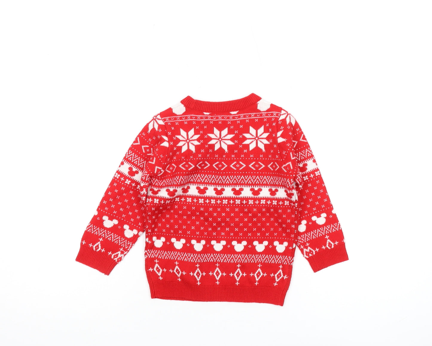 Disney Boys Red Minnie Mouse Christmas Pullover Jumper 2-3 Years