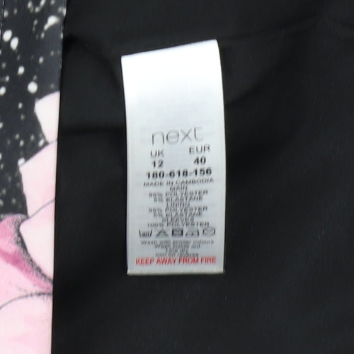 Next Women's Black Floral Bodycon Dress Size 12