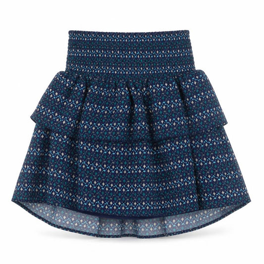Front view of Old Navy Women's Blue Peasant Skirt XS Geometric Pattern