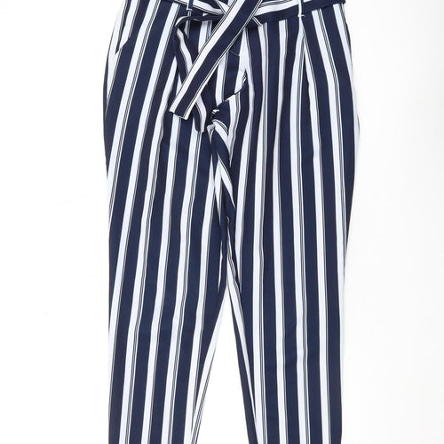 River Island Women's Blue Striped Cropped Trousers
