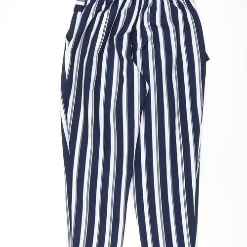 River Island Women's Blue Striped Cropped Trousers