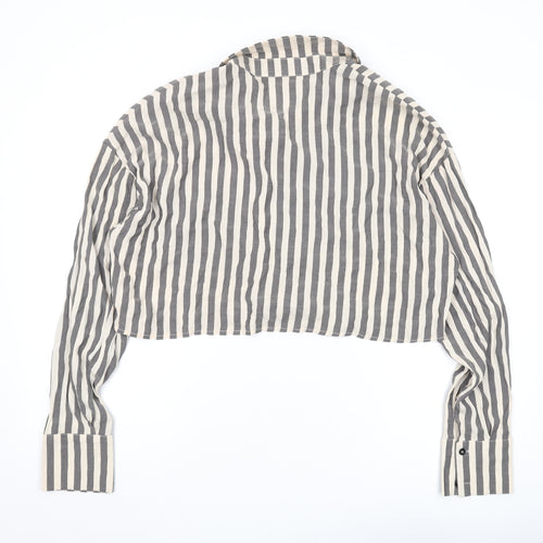 Boohoo Women's Multicoloured Striped Cropped Blouse Size 16
