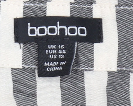 Boohoo Women's Multicoloured Striped Cropped Blouse Size 16