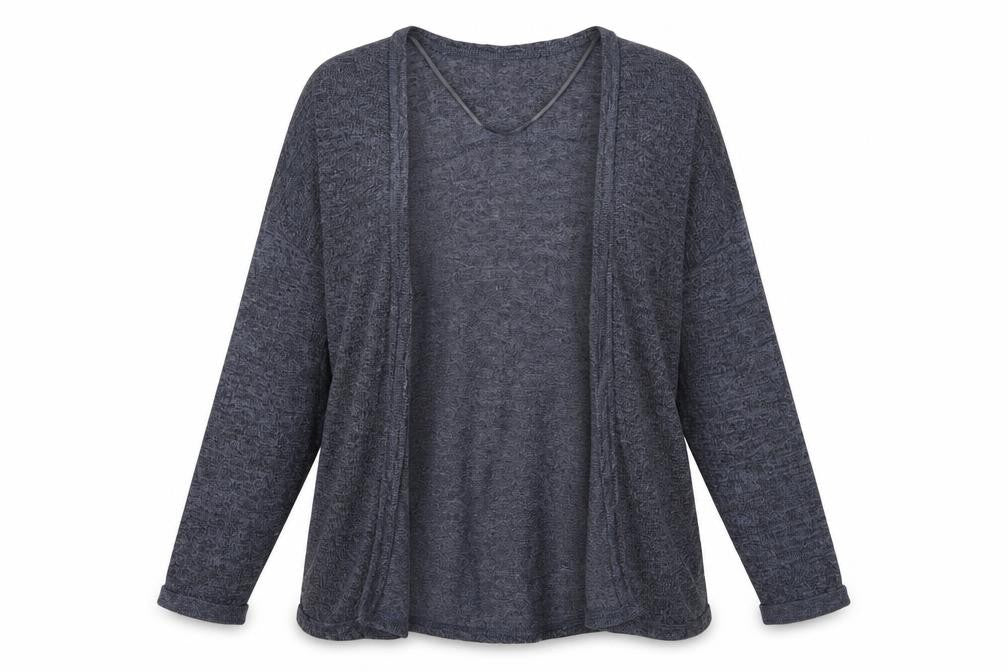 Front view of Pull&Bear Women's Blue Cardigan, size 12, Lightweight Knit
