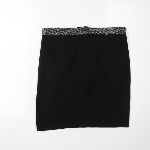 Oui Women's Black Grey Zip Pencil Skirt, Size 12