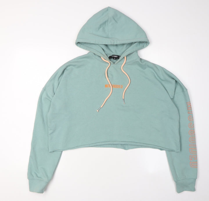 Missguided Women's Green Pullover Hoodie UK 6