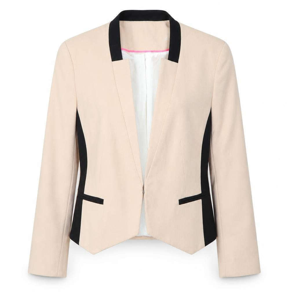 Front view of Dorothy Perkins Women's Beige Black Blazer, size 10