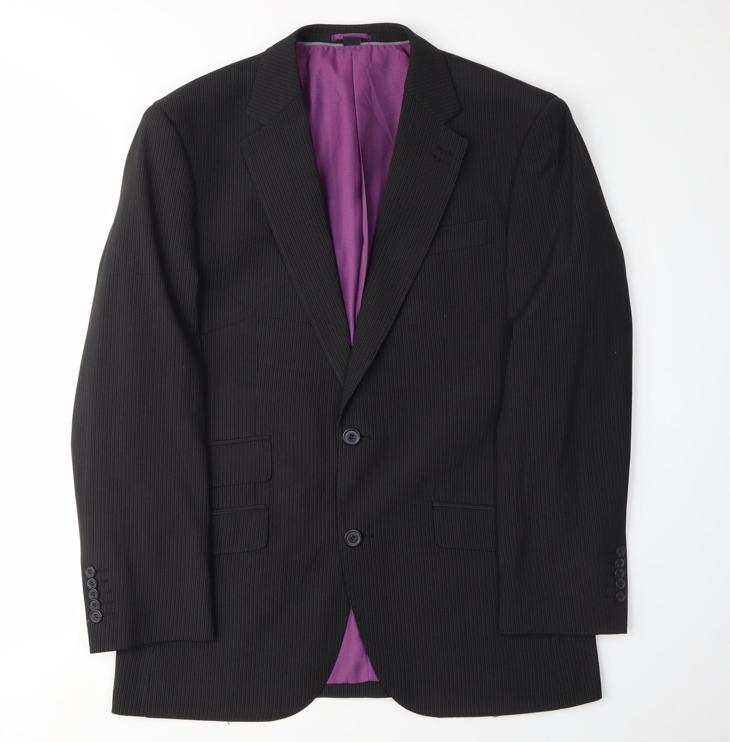 Jacamo Black Striped Suit Jacket, Men’s Size 38, Formal