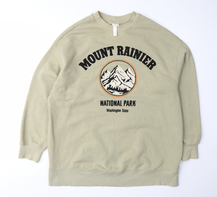 Mount Rainer Unisex Beige Crew Neck Sweatshirt XS Pullover Graphic