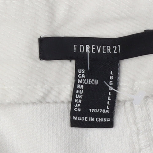 Forever 21 Women's White Corduroy Skirt, L, Zip Detail