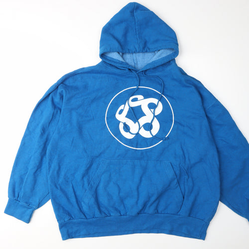 MV Sport Men's Blue XL Hooded Logo Pullover Hoodie