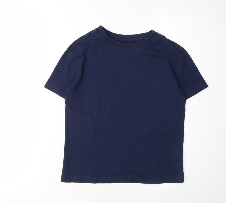 H&M Boys Navy Blue Cotton T-Shirt, Size 8-10Y, Short Sleeve