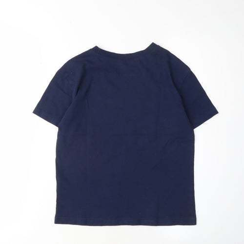 H&M Boys Navy Blue Cotton T-Shirt, Size 8-10Y, Short Sleeve