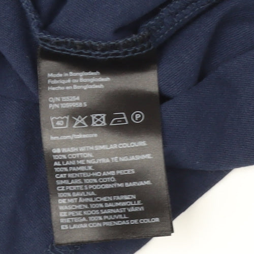 H&M Boys Navy Blue Cotton T-Shirt, Size 8-10Y, Short Sleeve