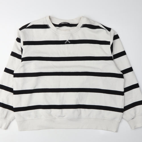 Marks and Spencer Women Ivory Striped Pullover Sweatshirt Size 14