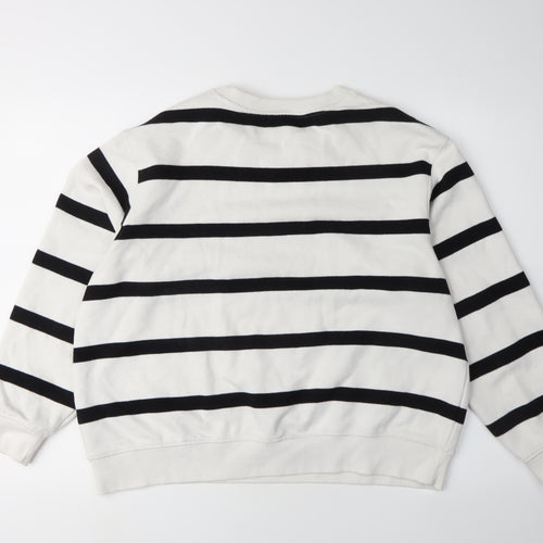 Marks and Spencer Women Ivory Striped Pullover Sweatshirt Size 14