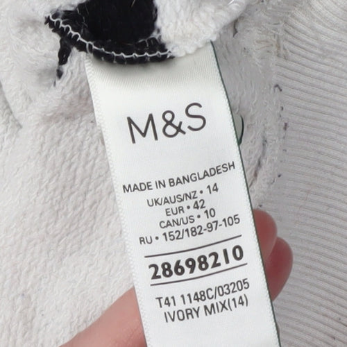 Marks and Spencer Women Ivory Striped Pullover Sweatshirt Size 14