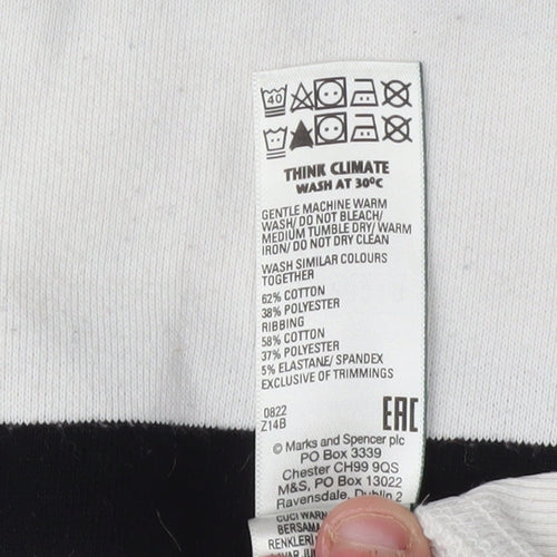 Marks and Spencer Women Ivory Striped Pullover Sweatshirt Size 14