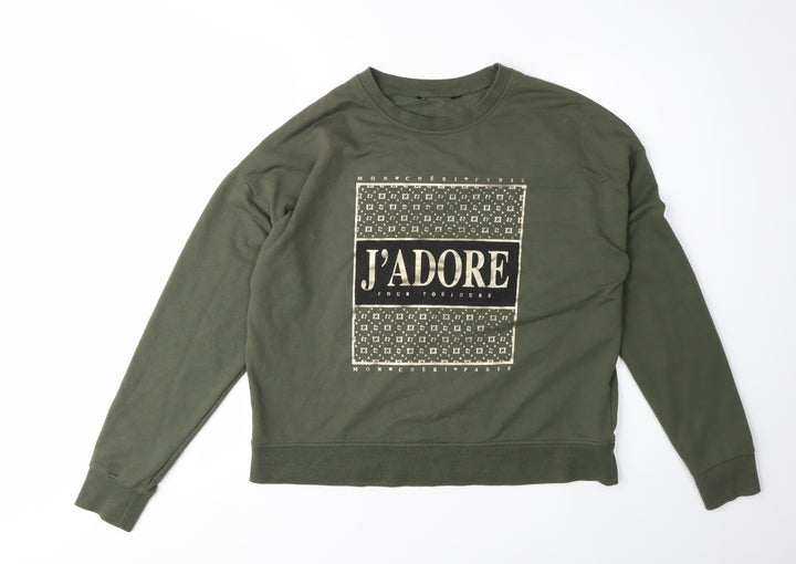 New Look Women's Green Graphic Print Sweatshirt Size 14
