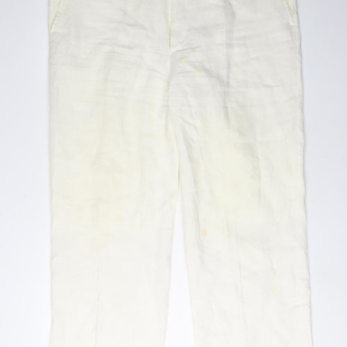 Ivory Women's Linen Trousers in Classic Fit