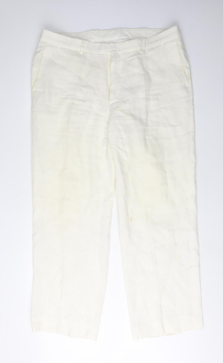 Ivory Women's Linen Trousers in Classic Fit