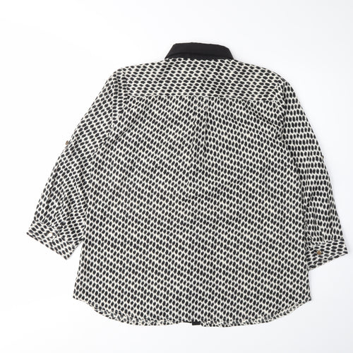 Mix Nouveau Women's Black Geometric Button-Up Shirt S