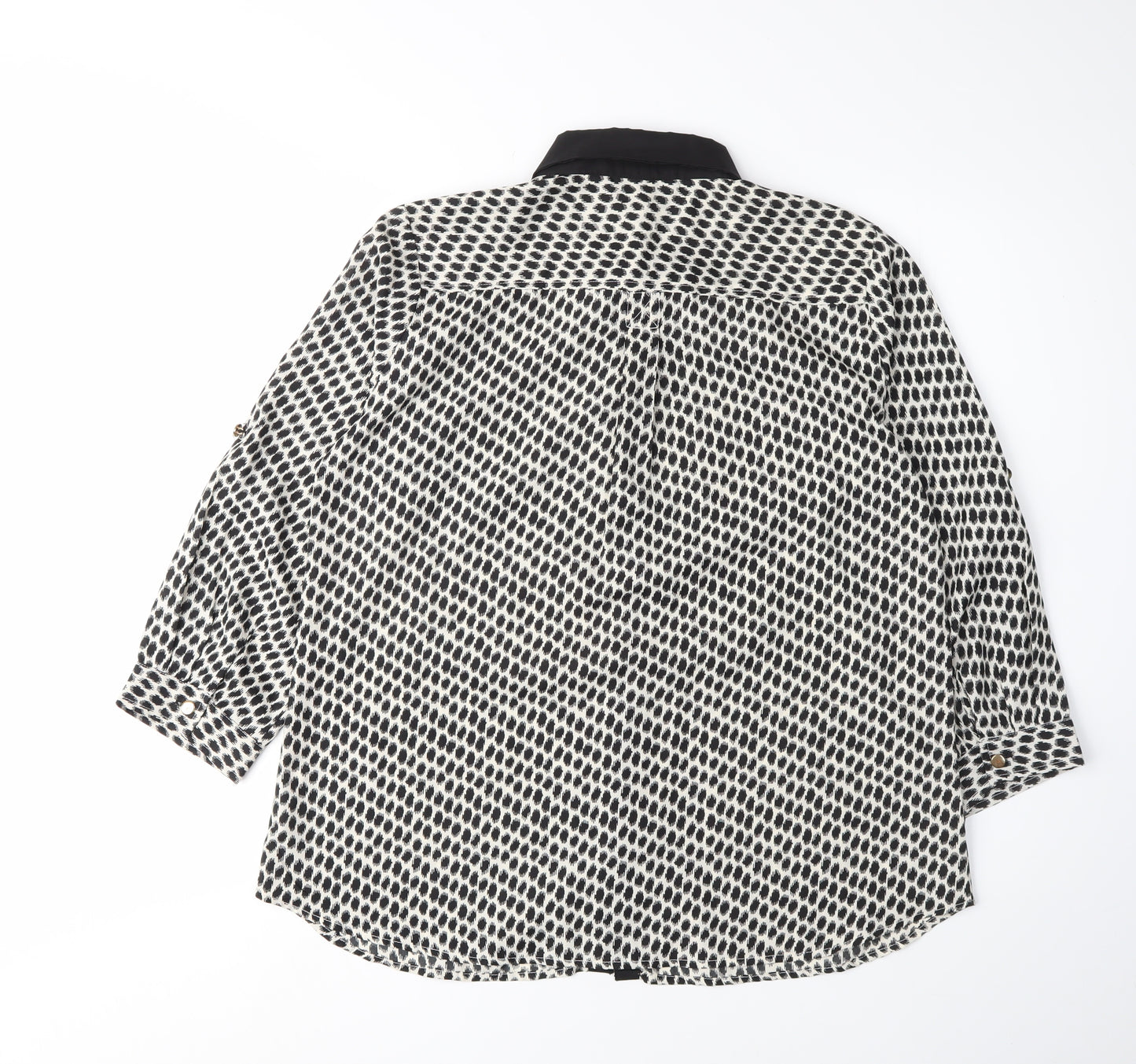 Mix Nouveau Women's Black Geometric Button-Up Shirt S