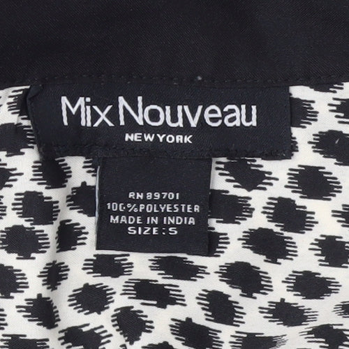 Mix Nouveau Women's Black Geometric Button-Up Shirt S