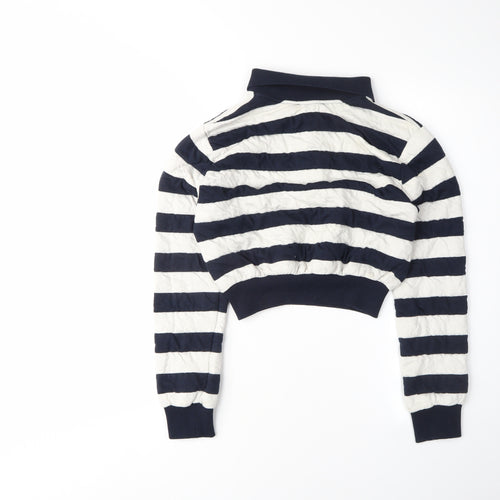Zara Women's Blue Striped Henley Sweatshirt S