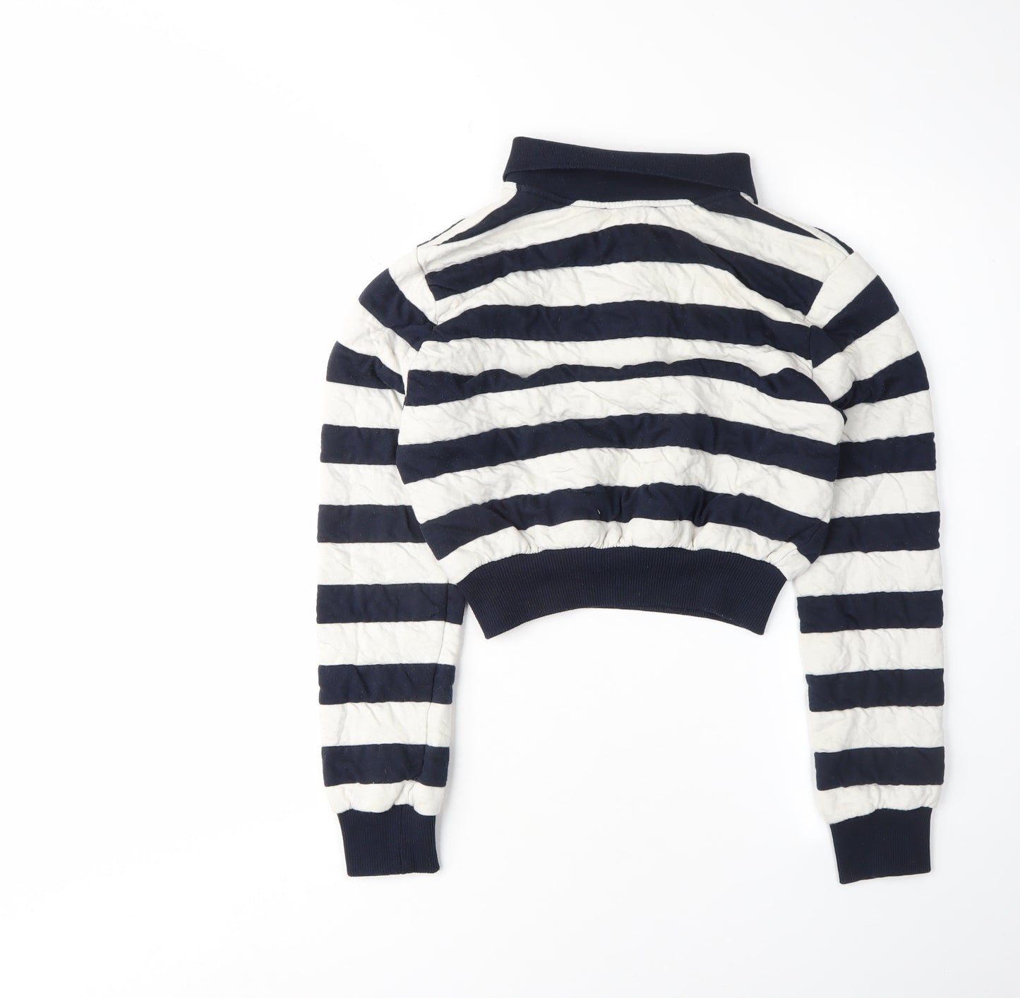Zara Women's Blue Striped Henley Sweatshirt S
