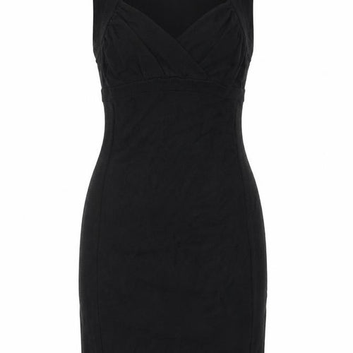 H&M Women's Black Bodycon Midi Dress, S, V-Neck