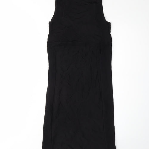 H&M Women's Black Bodycon Midi Dress, S, V-Neck