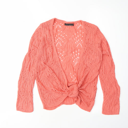 David Emanuel Women's Pink Open-Knit Cardigan XS