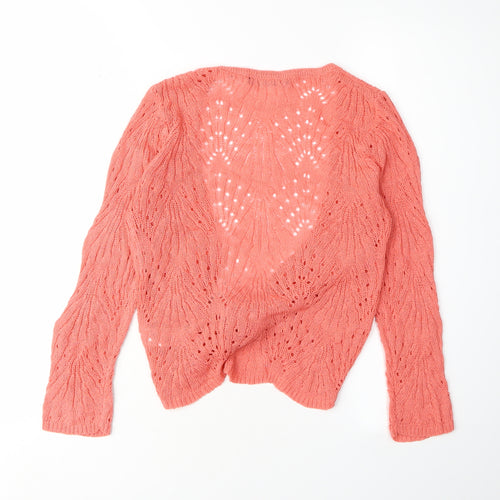 David Emanuel Women's Pink Open-Knit Cardigan XS