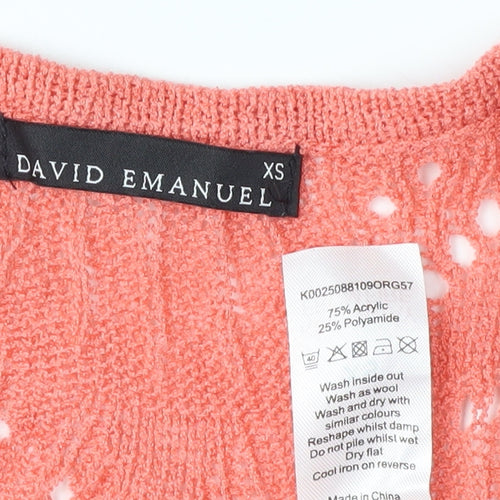 David Emanuel Women's Pink Open-Knit Cardigan XS