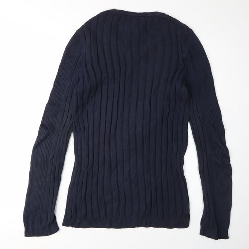 River Island Women's Blue Cable Knit Pullover Jumper M