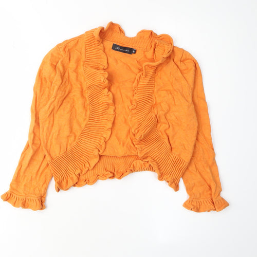 Maccine Women's Orange Ruffle Cardigan Knit M
