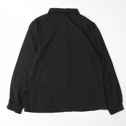 Zanzea Women's Black Collared Long Sleeve Blouse M