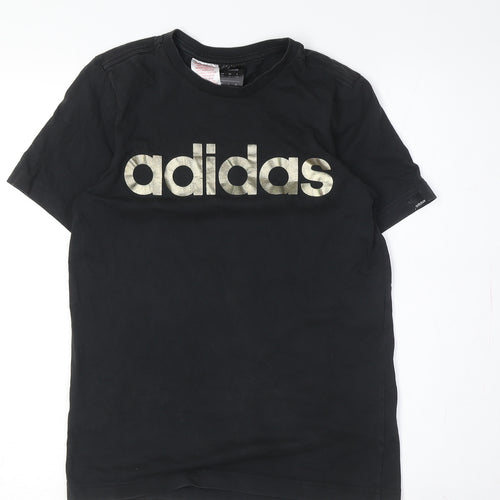 Adidas Kids Black Graphic Logo T-Shirt, Age 12-13, Sporty Casual