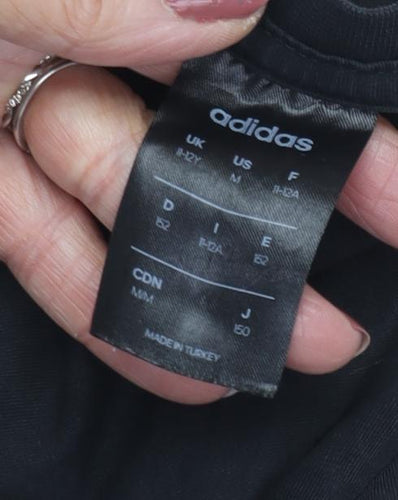 Adidas Kids Black Graphic Logo T-Shirt, Age 12-13, Sporty Casual